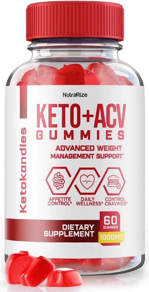 NutraRize KetoKandies Keto + ACV Gummie do utraty wagi, Maksymalny suplement siły, Opinie Gomitas (60 Gummies)