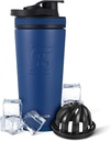 Ice Shaker Izolowana stal nierdzewna Shaker Butelka 124; 26oz, Navy 124; Zimno na 30 + Godziny 124; Izolowany Cup z Twist- na Agitator 124; Bezsodowa Butelka do Shakes Protein, Woda, Smoothies, Koktajle
