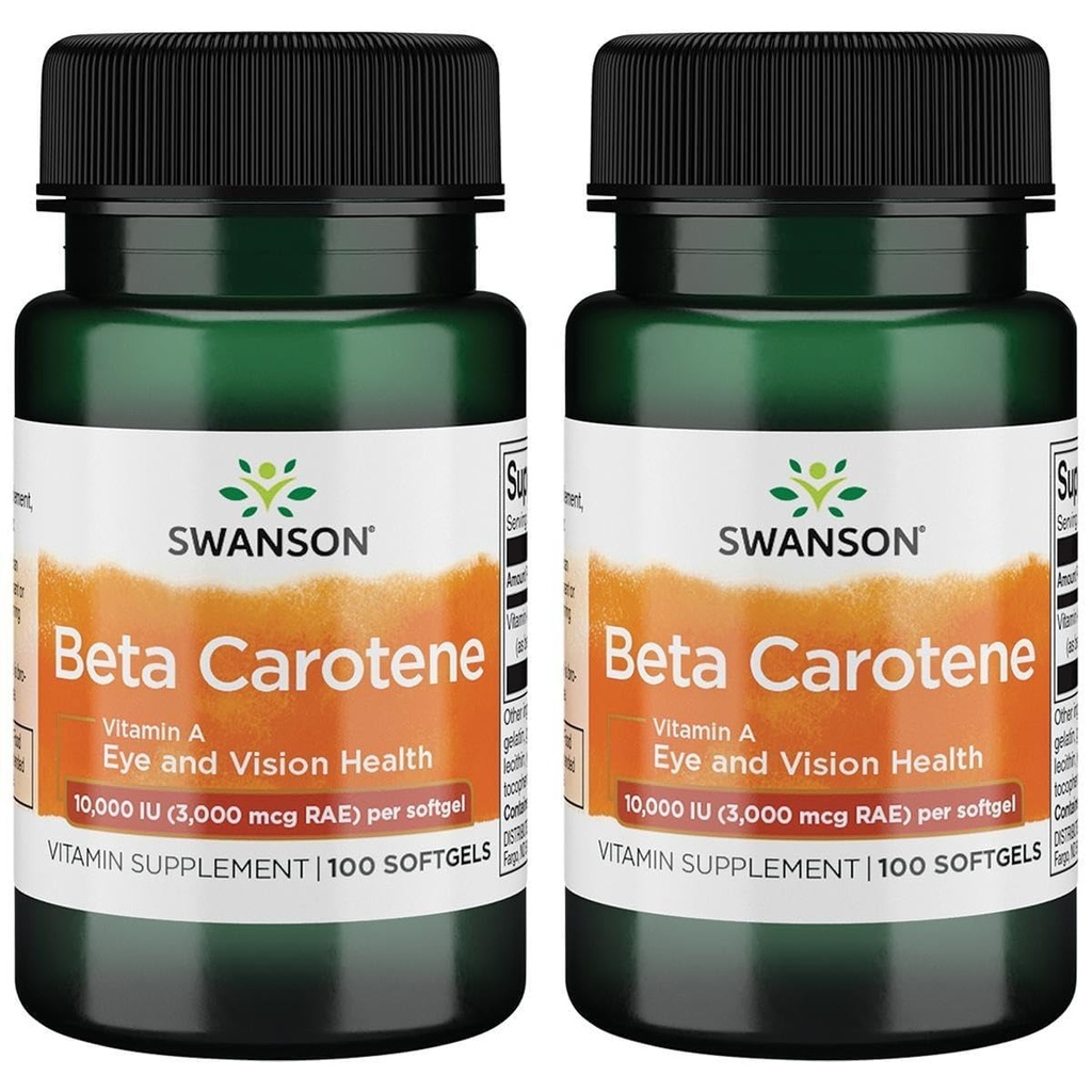 Swanson Beta- Caroten (Witamina A) Skin Eye Imimmunological System Health Antioksydant Support 10000 Iu (3000 µg) 100 Sgels (2 opakowania)