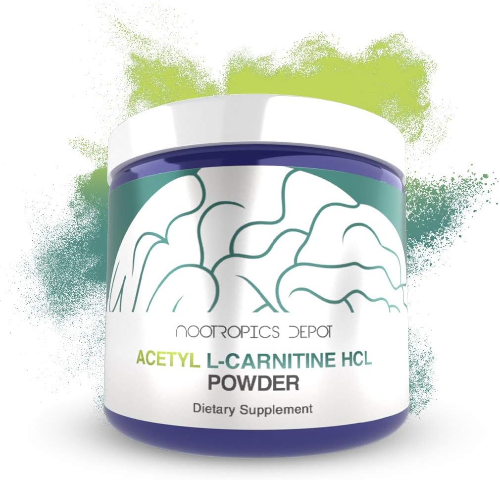Nootropics Depot Acetyl L- Carnitine proszek 124; HCL Formularz 124; 125 Gramy 124; ALCAR 124; Amino Acid Supplement Supplement 124; Suplement energetyczny 124; Wspomaga Mitochondrialne Funkcje, Utrata masy ciała i Zdrowe Starzenie