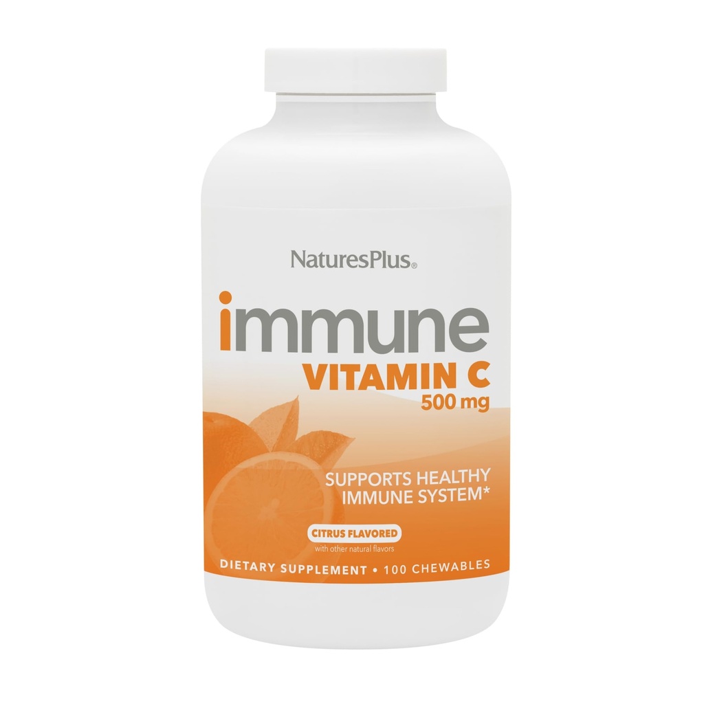 NaturesPlus immunologiczna witamina C, Citrus - 100 Chewables - All- Naturalne wsparcie systemu immunologicznego - Wysokiej mocy formuła z bioflavonoids & Superfoods - Non- Acidic & Gentle na stomach - 100 Sług
