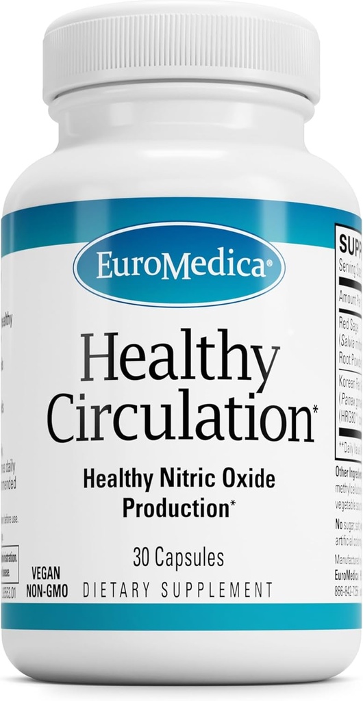 EuroMedica Healthy Circulation - Suplement diety dla Healthy Circulation Supplement - Healthy Blood Flow & Heart Function Aid - Non-GMO & Vegan kapsułki - 30 Kapsułki (30 Servings)