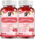 (2 opakowania) 600 Mg Magnezu Glicynian Gumiaki, Magnezu Suplement Kompleks Magnezu jabłczan, Magnezu Cytrate & Potas, Wspomaga Noc & Joint, Energy Boost, Wegan & 0- Cukier, Malina 120 Hrabia