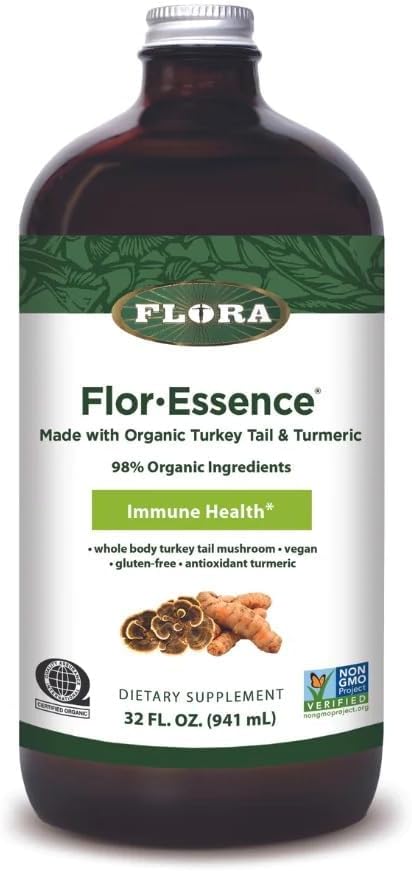 Flora Health Flor- Essence z Turcji Tail & Turmeric, Bogaty w Polisacharydy, 35 + Fenolowe związki z przeciwutleniaczami i wsparcia odporności, 32- fl. oz. Butelka szklana