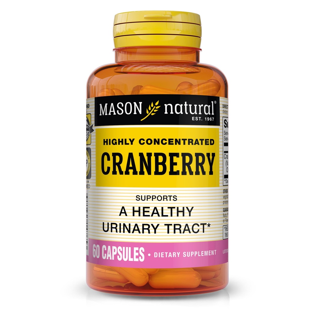 MASON NATURAL Żurawina Wysoko skoncentrowana 900 mg, 1 Miesiąc dostaw, przeciwutleniacz i zdrowie immunologiczne, Wspiera zdrowe t, 1 opakowanie