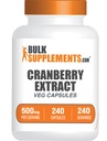 BulkSupplements.com Cranberry Extract Kapsułki - Suplementy żurawinowe dla mężczyzn i kobiet, Suplement ziołowy - Vegan & Gluten Free, 1 Kapsułka na serwowanie (500mg), 240 Ilość (Opakowanie po 1)