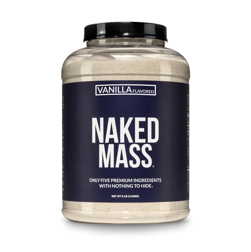 Naked Vanilla Mass - Wszystkie naturalne waniliowe Gainer Protein Powder - 8lb luzem, GMO Free, Gluten Free & Soy Free, Brak sztucznych składników - 1,260 Kalorii - 11 Sług