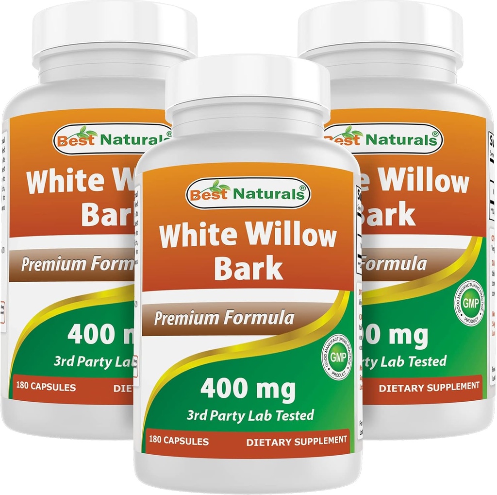 Best Naturals White Willow Bark 400 mg 180 kapsułek (180 licz (opakowanie po 3))