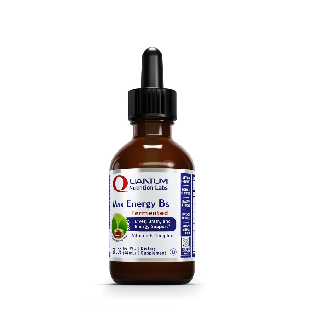 Quantum Nutrition Labs Max Energy B - Witamina B Complex Liquid Drops, Organiczny suplement witaminy B dla kobiet i mężczyzn, Witamina B1, B2, B3, B5, B6, B12 - 2 Fl Oz
