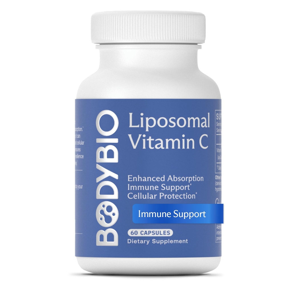 BodyBio Witamina Liposomalna C - Potężny przeciwutleniacz do wsparcia immunologicznego i zdrowia komórkowego, Czysty kwas askorbinowy z maksymalną absorpcją
