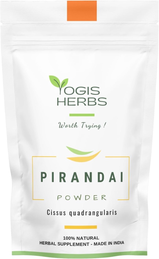 YOGIS HERBS Pirandai Proszek (Cissus quadrangularis) - Suplement ziołowy (3.5 unce)