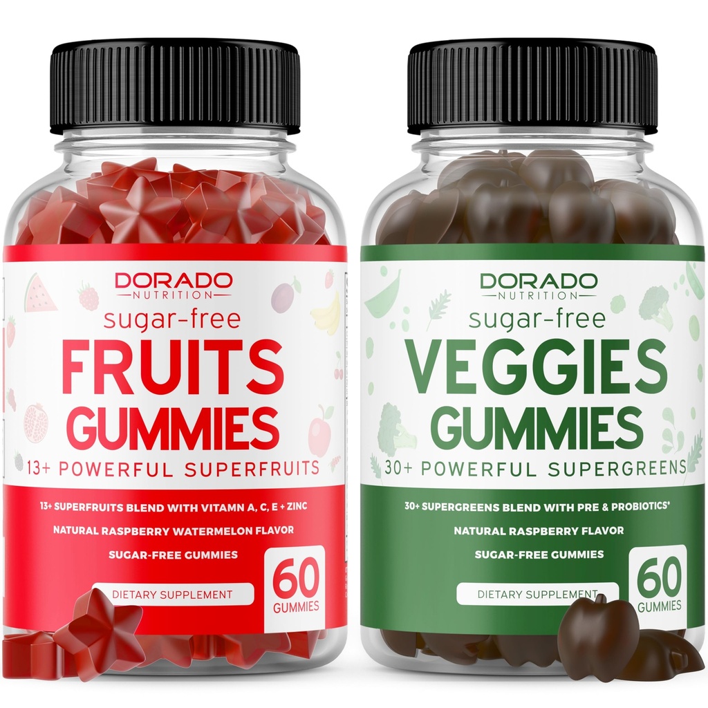 Suplement owoców i warzyw (120 Gummies) - Premium Superfood Super Green & Fruit Gummies dla dorosłych - Wsparcie odporności dla mężczyzn i kobiet - Nie GMO, Vegan Safe & Made in USA