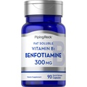 Piping Rock Benfotiamina 300mg Bis 124; 90 Kapsułki Bis 124; Witamina rozpuszczalna w tłuszczach B1 Bis 124; Nie-GMO, Gluten