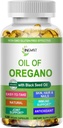 Olej z Oregano Softgels, Olej organiczny z Oregano z olejem z czarnego nasion dla immunologicznego wsparcia Digestive Health Sezonowe Zioła, Wysokie Carvacrol & Thymoquinone Oregano Oil, Roślina oparta, Non-GMO, 120 Count
