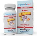 Superior Source Kid 's Witamina C Czyste Stopy - Suplement wsparcia immunologicznego dla dzieci - Mniej cukru - Nie-GMO, Gluten- Free & Preservative- Free - 90 Mikrojęzyczne- Rozpuścić tabletki