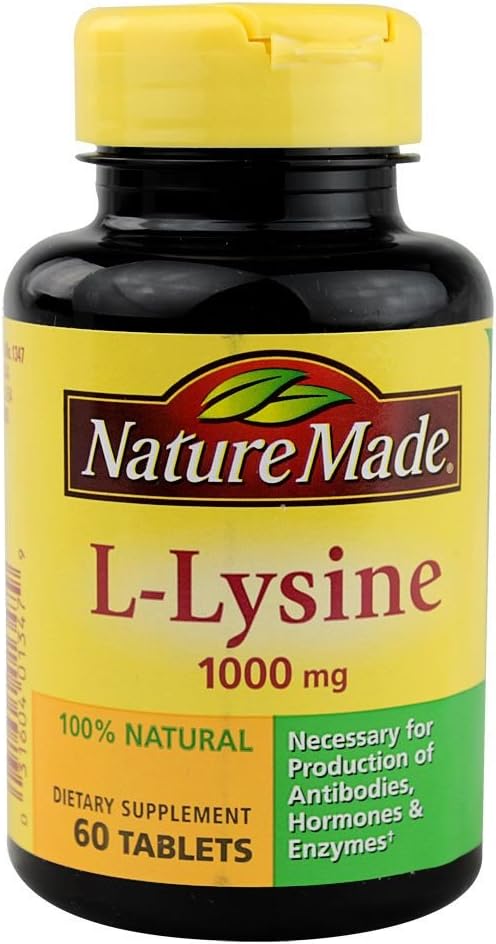 Nature Made Extra Strength L- Lysine 1000 mg Tablets, 60 Count for Protein Syntesis (Opakowanie po 3)