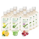 AloeCure Organic Aloe Vera Sok - 12 Butelka Próbka Pack - Winogrona, Lemon, Natural Flavor, 12x500ml