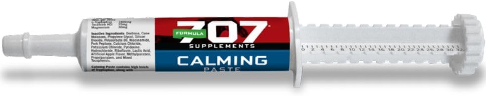 Formuła 707 Calming Paste Equine, 2 Służenia - Szybkie działanie L- Tryptofan wspomaga spokój i koncentrację na koniach nerwowych