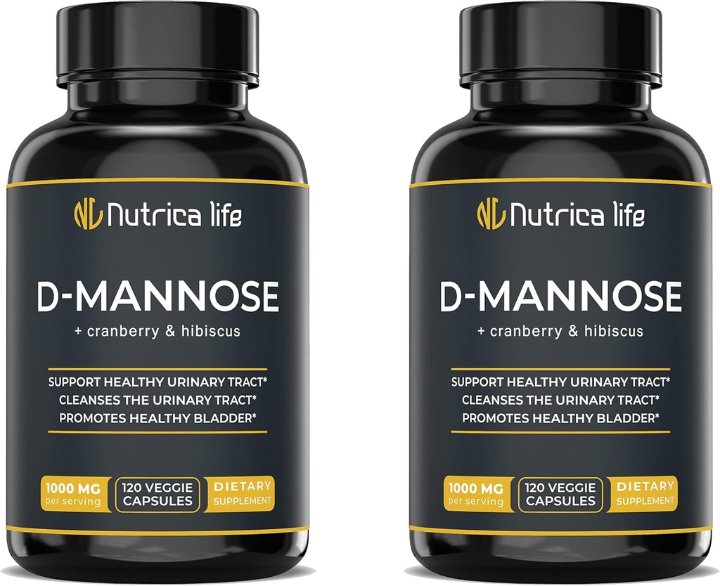 Leczenie zakażenia traktorami moczowymi D Mannose 1000mg kapsułki - D- Mannose & Cranberry Pills with Hibiscus Extract - Siła Tract Health