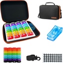 Monthly Pill Organizer 1Time A Day, Pill Organizer Monthly 1Time A Day with 32 Daily Comparts & 1Pill Cutter & 1Travel Case & 1Shoulder Straps & 2PCS 31 Days Sticker. Komfortowy uchwyt, BPA- Free.