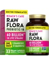 Raw Flora Kobiety Probiotyki 124; Dr. Spreparowane 60 Milion CFU + Prebiotyki Bilans 124; Pomocnictwo pokarmowe, Waginalne i moczowe 124; 33 Kapsułki wegan z żurawiny & D- Mannoza 124; Półka Stabilny