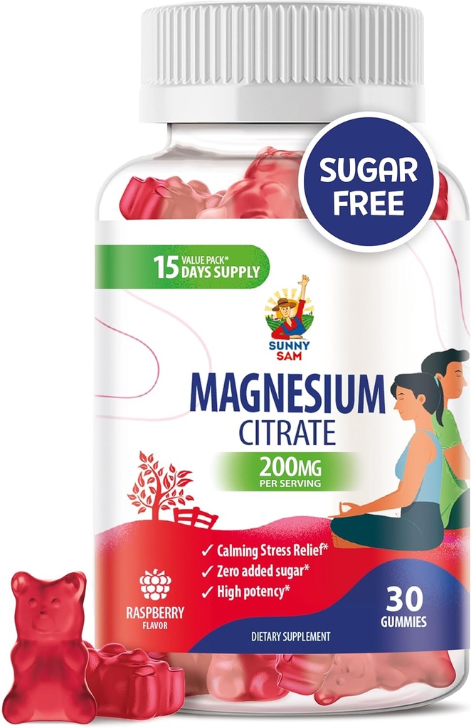 Magnezu Gummies dla dzieci i dorosłych - 200mg - Spokojnie Magnezu Chews - Magnezu Citrate Chewable Supplement for Mood & Muscle Support