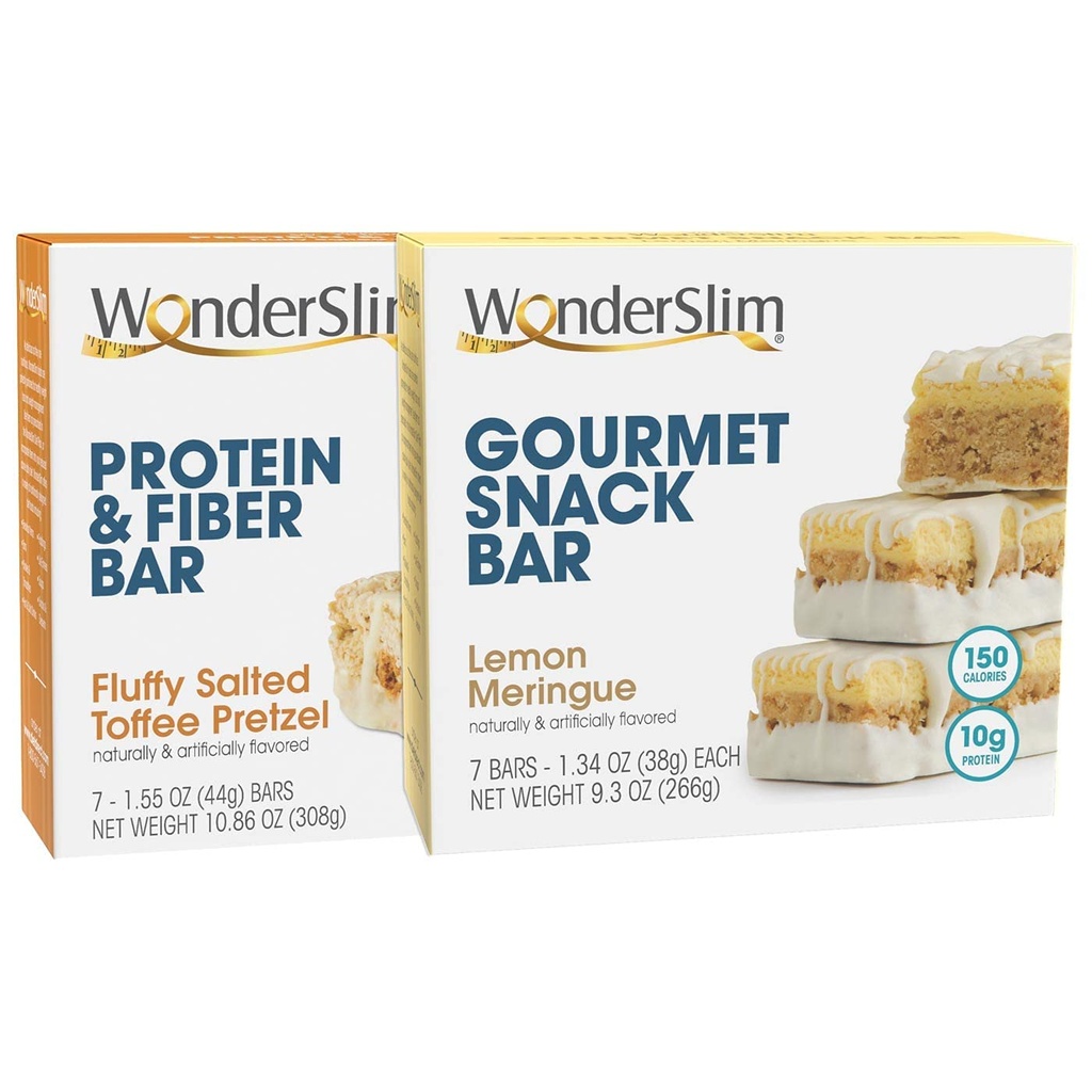 WonderSlim Fluffy Solone Toffee Pretzel Protein & Fiber Bar i Lemon Meringue Pasek przekąsek