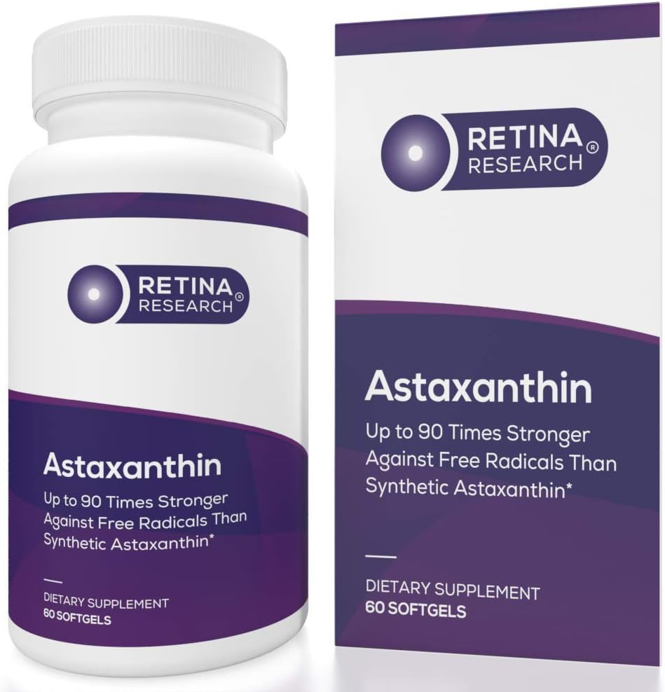 Naturalna astaksantyna Witamina Eye 10mg - Suplementy do wsparcia zdrowia oczu - do 90 razy silniejsze niż syntetyczne - Utworzona przez lekarzy - 3. strona Certified - 60 Softgels