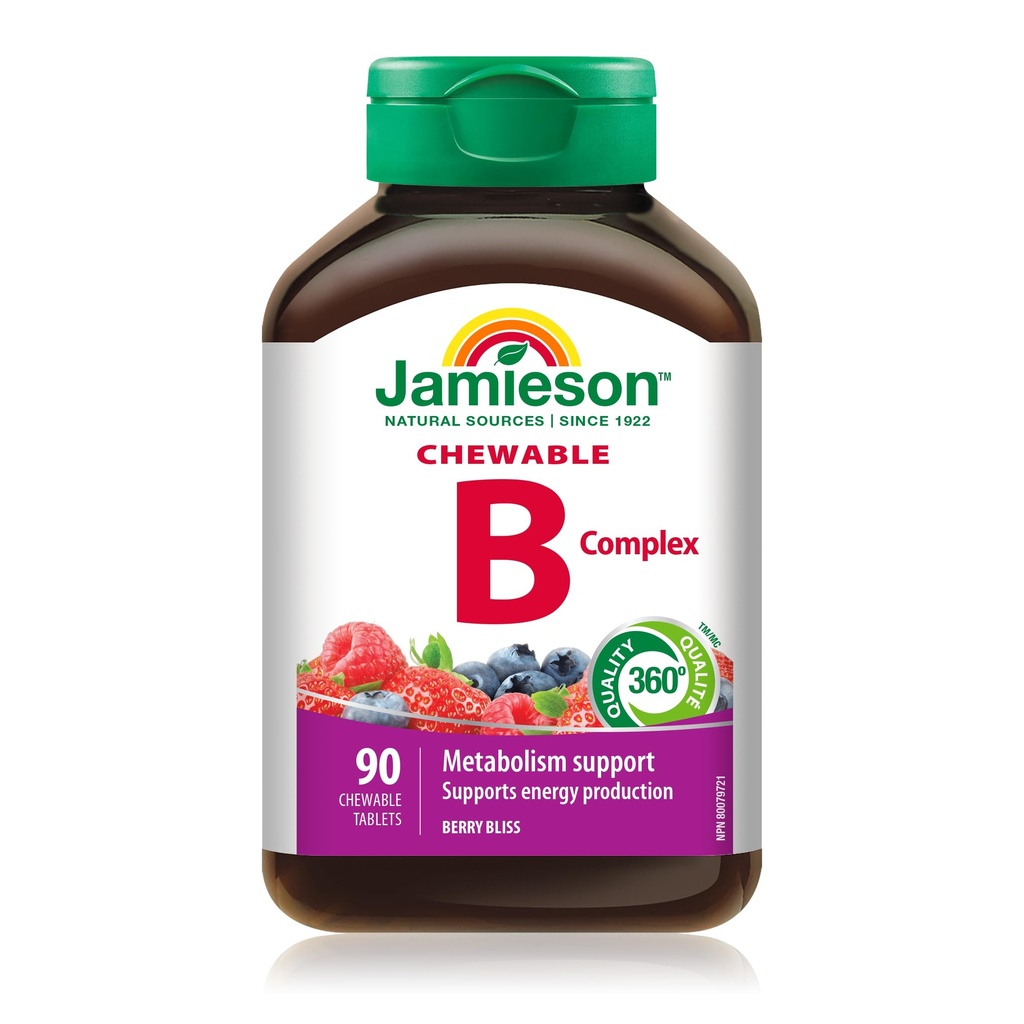 Jamieson Delicious Chewable Formuła B Complex Berry Bliss 90 Tabletki
