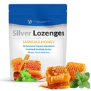 Srebrne Lozenges z organicznym miodem Manuka i witaminą C - All- Natural Nano Silver 45- 50mcg 60 PPM Colloidal Silver Mineral Drops do wsparcia układu immunologicznego, Soothe, Cool Cough & Throat, 24- Lozenges