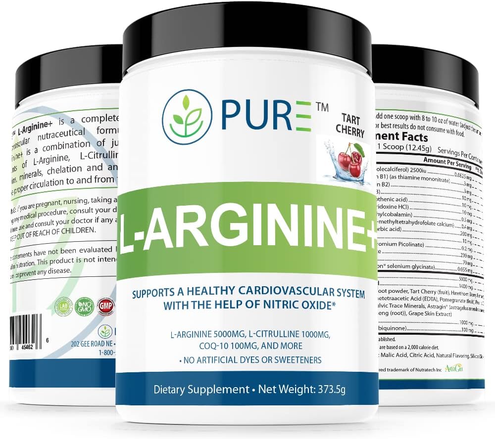 PURE L- Arginina + L- Arginina +, L- Arginina L Citruline CoQ10 i więcej! Wsparcie dla ciśnienia krwi, cholesterolu, energii, przepływu krwi, rozwoju mięśni i więcej (Tropical Mango)