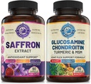 Pure Saffron Extract & Advanced Joint Support Bundle (Każda butelka). Wspiera nastrój, energię, funkcje metaboliczne i wspólne zdrowie. USA Made.