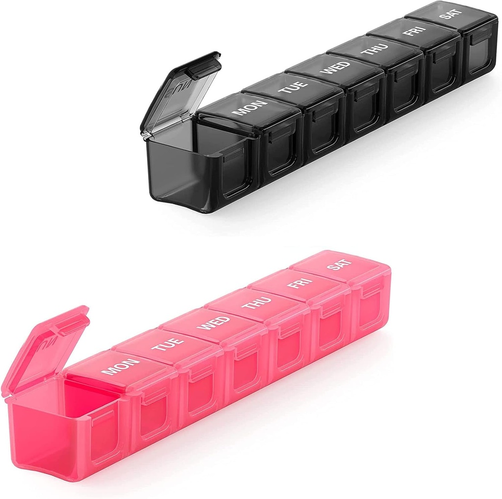 2 Pack Extra Big Pill Organizer, Sukuos Cotygodniowe Pill Box, Pill Case, Medicine Organizer for Vitamin, Oleje rybne lub suplementy