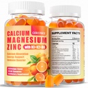 Cynk wapniowy Gummeje z D3 & B6 & K2,1000mg Gummeje wapniowe z 300 mg Magnezu Wsparcie immunologiczne dla dorosłych i młodzieży, Bez cukru (120Count)