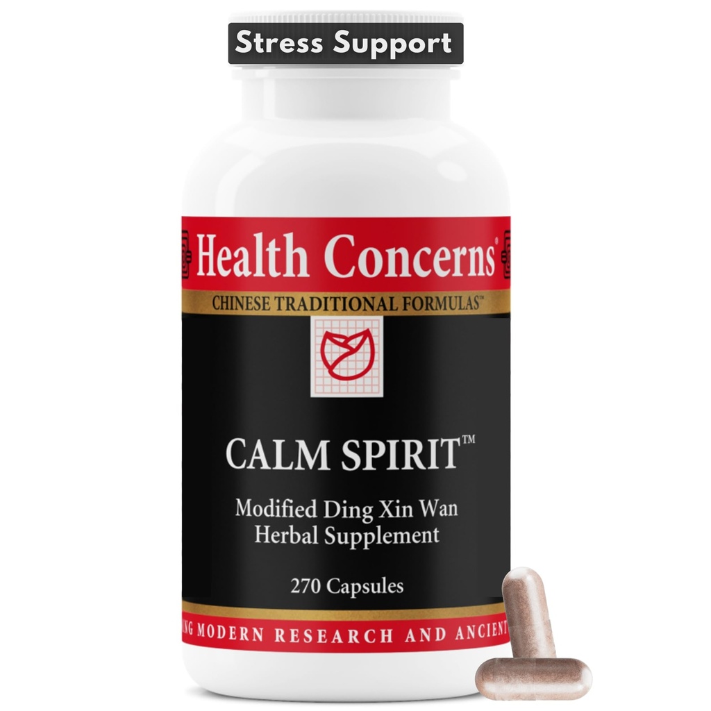 Zdrowie Concerns Calm Spirit - Stress Relief Supplement with Chinese Herbal Blend - Wspiera spokój nastroju, & Emotional Wellness - Magnezu Glycinate & Hawthorn Extract - 270 Kapsułki