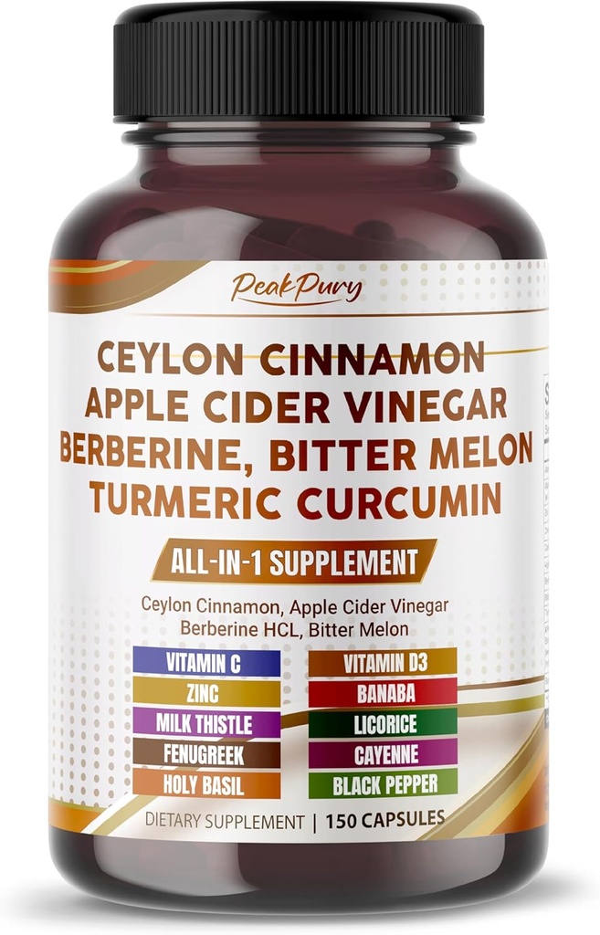 Ceylon Cynamon Jabłko Cydr Ocet Berberine Bitter Melon - Made in USA