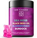 Organic Sea Moss Gummies with Black Seed Oil, Bladderwrack & Burdock Root Agregat 124; Irish Sea Moss Supplement 1000mg Agregat 124; 4 in 1 Advanced Formula 4X Stronger Agregates 124; Malina Flavor 124; Vegan Agregat 124; Non-GMO Agregat 124; Gluten- Free