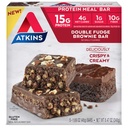 Atkins Double Fudge Brownie Protein Meal Bar, High Fiber, 15 g Protein, 1 g Sugar, 4g Net Carb, Meal Replacement, Keto Friendly