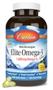 Carlson Elite Omega-3 Gems, 1600 mg Omega-3 z EPA & DHA, Lemon Flavor, 240 Softgels - Wild- Caught Nordic Fish Oil, zrównoważonysourced
