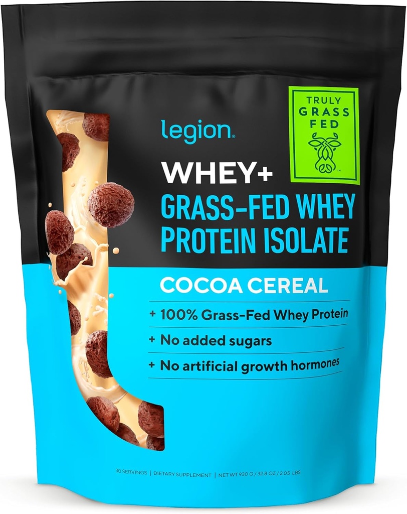 LEGION Serwatka + Izolat z serwatki z krów karmionych trawą - Izolat z białka serwatki w proszku niskokaloryczne, niemodyfikowane genetycznie, wolne od cukru, laktoza i gluten, wszystkie naturalne białka w proszku dla mężczyzn i kobiet 30 Służenie