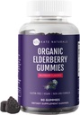 Kate Naturals Elderberry Gummies z witaminą C i cynkiem dla dorosłych i dzieci. Smaczne gumki Sambucus Elderberry do wsparcia immunologicznego (90 gumek, 45 Day Supply, Organic)