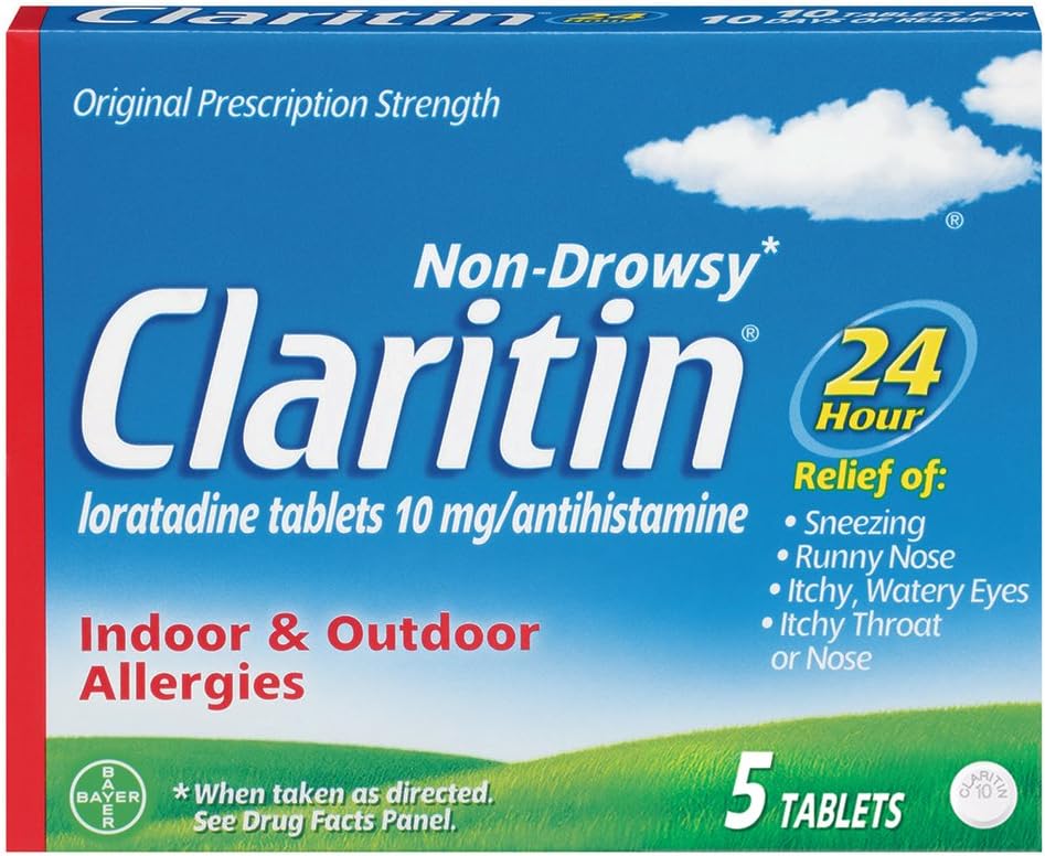 Claritin 24 Godziny niedrowsy Allergy Tablets, 10 mg, 5 Count (708164)