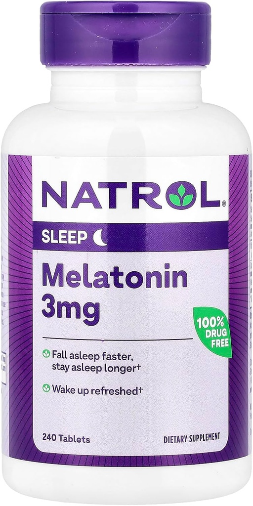 Natrol Melatonina pomaga Upadek Asleep Szybciej Zostań ASleep Dłuższy Wchłanianie 100 Wegetarianin 3mg, (Tabletki), 240 Hrabia