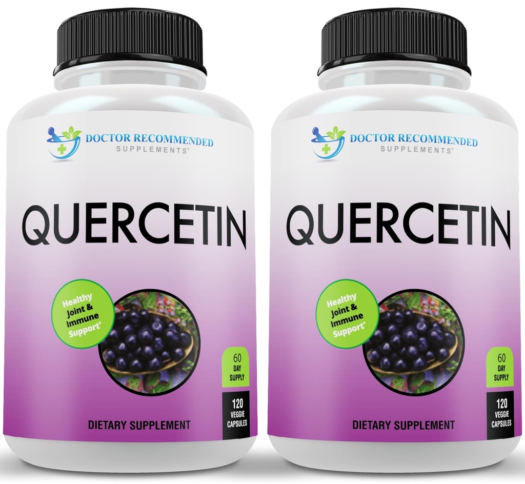 DOKTOR ZALECONY DOKUMENTY Quercetin 1000mg Per Serving - suplement witaminy, (Vegan 124; Non-GMO) (120 Veggie kapsułki, opakowanie po 2)