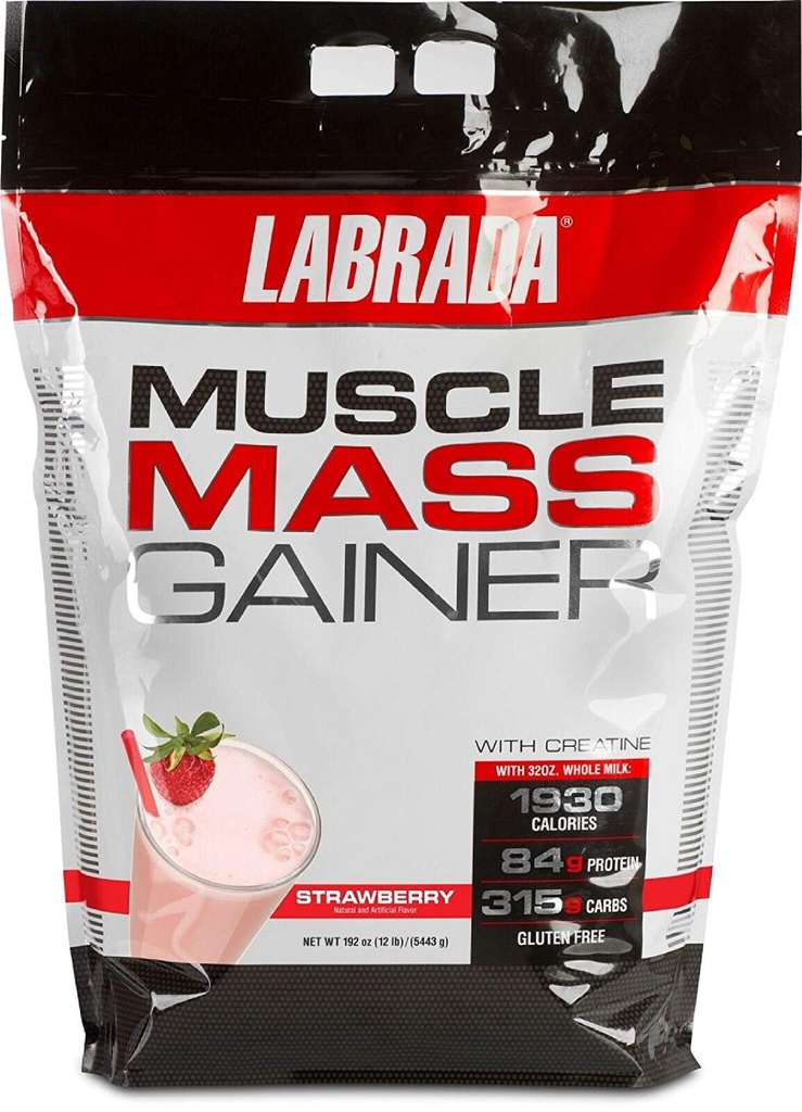 Labrada Nutrition Muscle Mass Gainer, Truskawka, 12 funtów