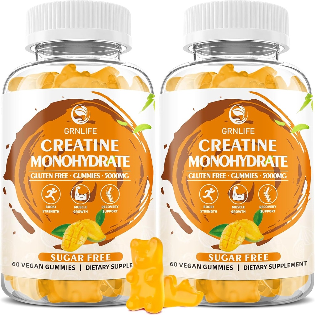 Jednowodzian kreatora Gummie dla mężczyzn i kobiet, Jednowodzian do żucia dla mięśni, Budowanie mięśni, Zwiększenie energii, Bez cukru, Wegan, Mango Flavor- 120