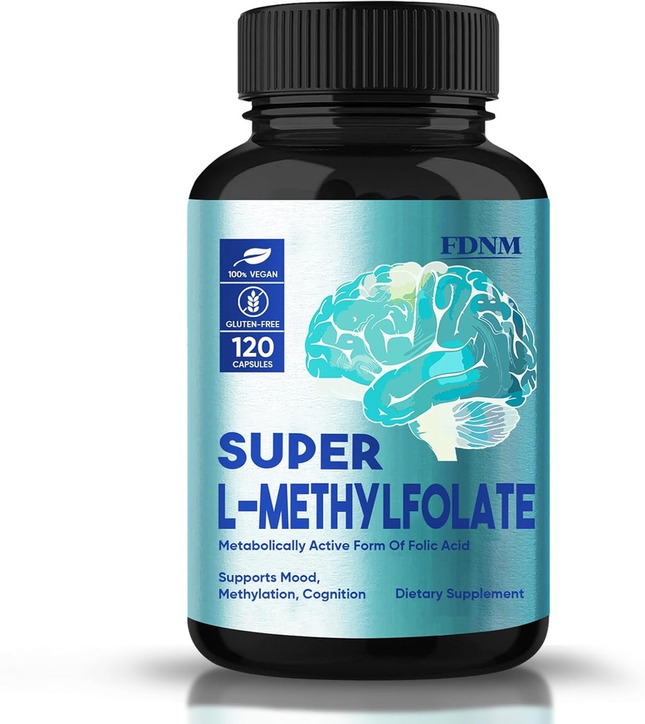 L Metylfolan 15 mg, profesjonalna siła Metylfolan Supplement Mood, Nerve, Metylacja, Zoptymalizowane kapsułki L- Metylfolate, Non-GMO, Bezglutenowy, 5- MTHF, 120 Kapsułki