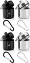 Przenośny keychain Pill Holder Case for Round Glucose Tablets & Critical Medicine - Dyscreet Waterproof Key Pill Chain Container Carrier with Strong Carabiners - Aluminium Alloy Pill Fob Box - 4 Pack