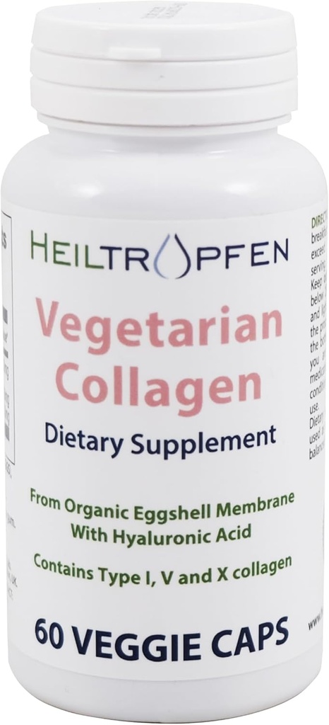 Heiltropfen Collagen Kapsułki wegetariańskie 124; z Eggshell Organic Membrane 124; Typ 1, 5 i 10 Kolagen 124; z kwasem hialuronowym 124; 60 Kapsułki 124; Suplement diety