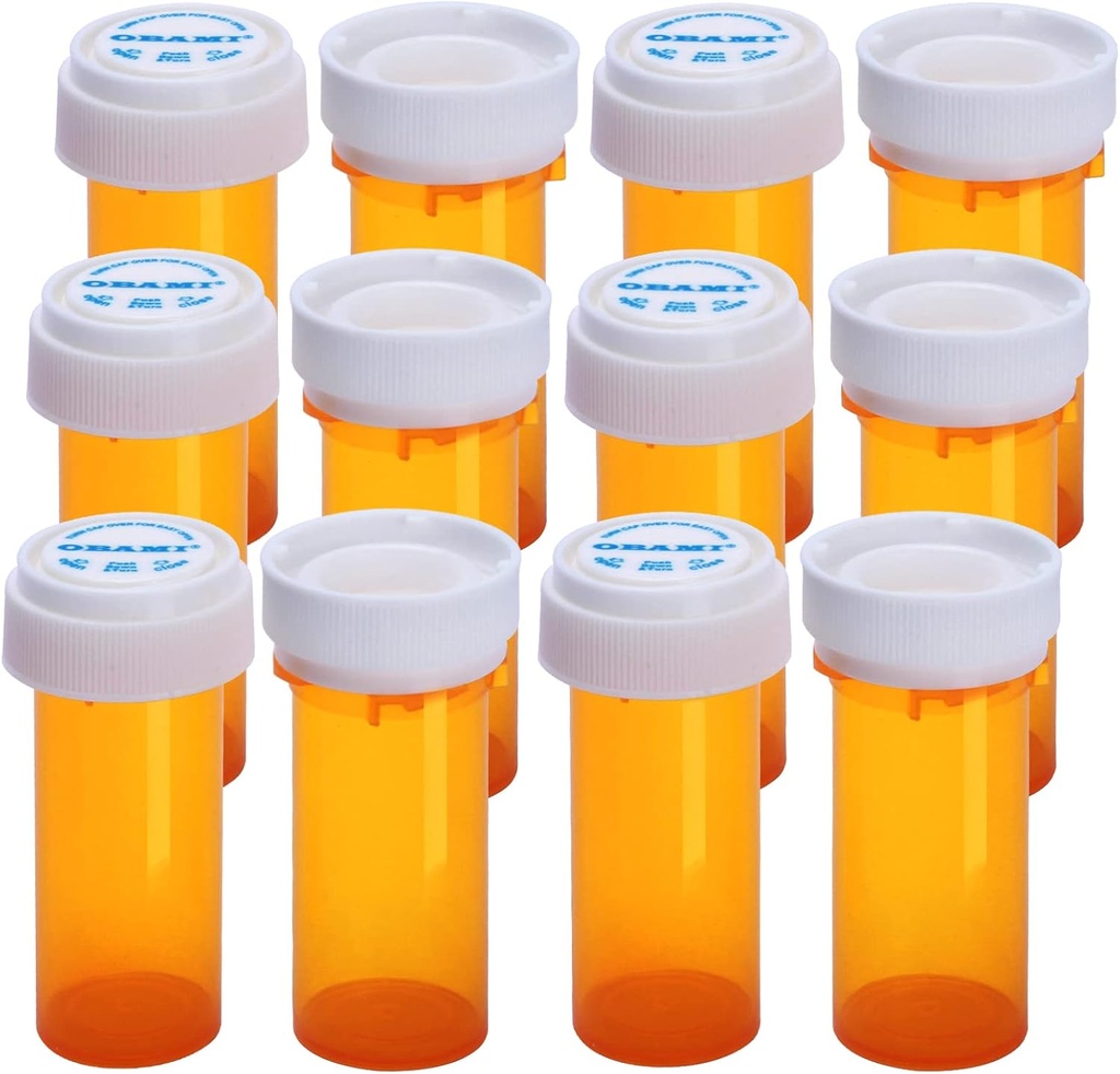 Plastikowe butelki pustych piłek z podwójnym użyciem (Child Resistant & Easy Open) Czapki - Medicine Container Pill Case Dispenser Organizer (8 Dram, 12szt)
